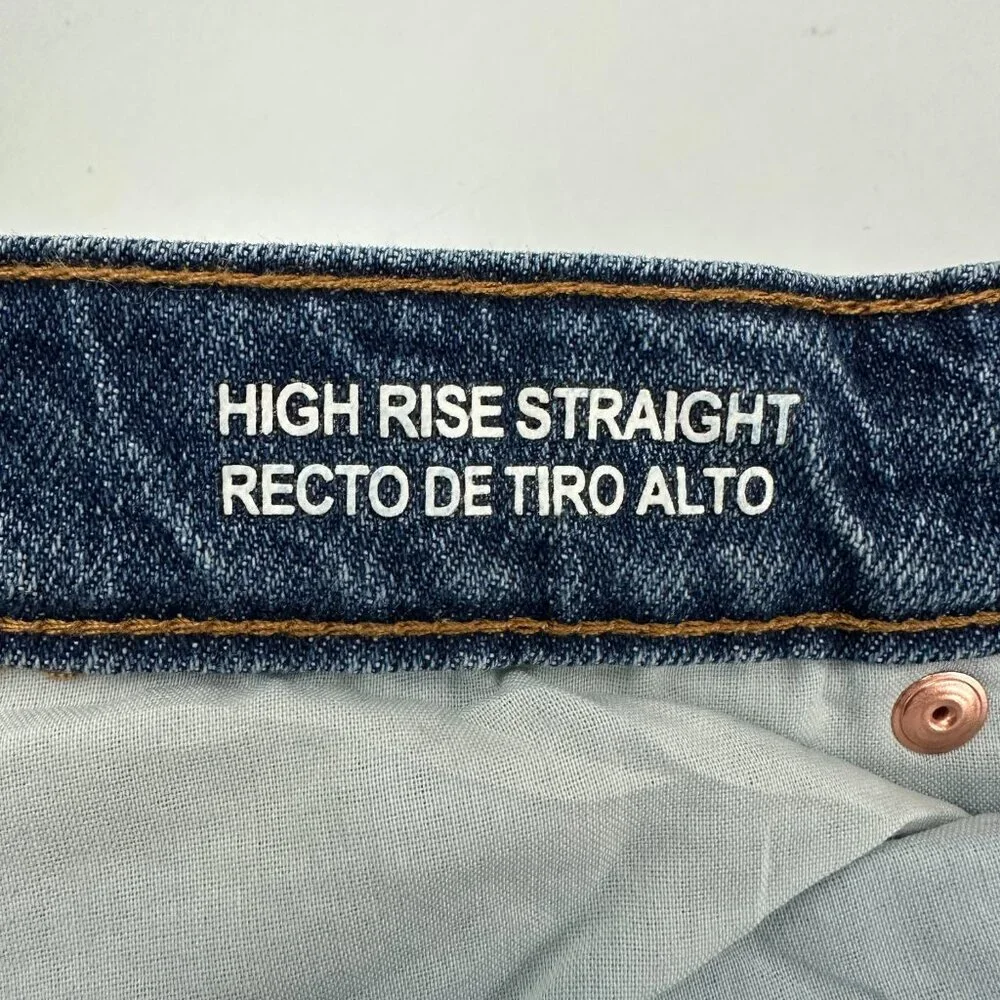 Wild Fable Button Fly High Rise Straight Distressed Women's size 8 Blue Jeans